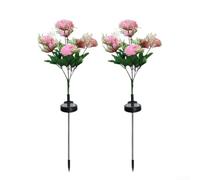 Solar Carnation Garden Lights, 70 cm Tall, 2-Pack, IP65 Waterproof LED Stakes for Outdoor Dr, Solar-Powered Automatic Dusk-to-Dawn Lighting, for Lawns, Patios, Pathways, Balconies and Fences(Pink)