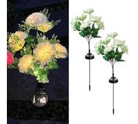 Solar Carnation Garden Lights, 70Cm IP65 LED Waterproof Stakes Lamp for Outdoor Grave Patio Pathway Ornaments Decor(White)