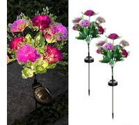 Solar Carnation Garden Lights, 70Cm IP65 LED Waterproof Stakes Lamp for Outdoor Grave Patio Pathway Ornaments Decor(Purple)