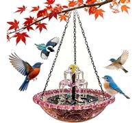 Solar Cascade Bird Bath Fountain - Outdoor Solar Pump with Elegant Double-Tier Glass Bowl, Attracts Hummingbirds & Garden Wildlife (Pink)