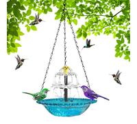 Solar Cascade Fountain, Hangable Birdbath Water Fountain, Wild Birds Bath Bowl, for Outdoor Garden Patio Yard Balcony Porch
