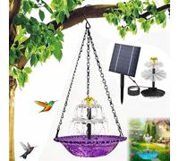 Solar Cascade Hanging Bird Bath Fountain, 2 Tier Outdoor Birdbath with Solar Powered Water Pump, Weatherproof & Easy Setup, Attracts Humming Birds, for Garden Patio Yard (B)