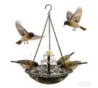 Solar Cascade Hanging Bird Bath Fountain, 2026 New Outdoor Hanging Bird Bath with Solar Fountain, Large Humming Birds Baths Fountains, with Solars Pump & Glass Bowl, for Gardens, Yard (1pc-Black)