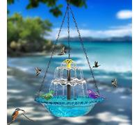 Solar Cascade Hanging Bird Bath Fountain Bird Baths For The Garden With Solars Pump And Glass Bowl, Bird Bath For Hummingbirds Patio Gardens Backyard