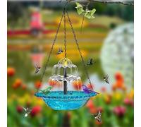 Solar Cascade Hanging Bird Bath Fountain Bird Baths For The Garden With Solars Pump And Glass Bowl, Solar Water Feature For Hummingbirds Patio Gardens Backyard