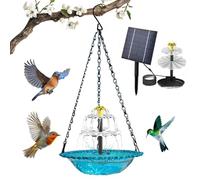 Solar Cascade Hanging Bird Bath Fountain, Outdoor Hanging Bird Bath, Multi-Tiered Cascading Design With Solar-Powered Pump And Glass Bowls, Ideal For Garden Use(Blue)