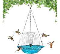 Solar Cascade Hanging Bird Bath Fountain, Outdoor Hanging Bird Bath with Solar Fountain, 2026 New Large Humming Birds Baths Fountains, with Solars Pump & Glass Bowl, for Outdoor, Gardens
