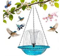 Solar Cascade Hanging Bird Bath Fountain, Outdoor Hanging Bird Bath with Solar Fountain, 2026 New Large Humming Birds Baths Fountains, with Solars Pump & Glass Bowl, for Outdoor, Gardens