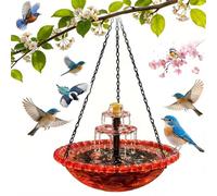 Solar Cascade Hanging Bird Bath Fountain, Outdoor Hanging Bird Bath with Solar Fountain, 2026 New Large Humming Birds Baths Fountains, with Solars Pump & Glass Bowl, for Outdoor, Gardens