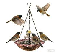 Solar Cascade Hanging Bird Bath Fountain, Outdoor Hanging Bird Bath with Solar Fountain, 2026 New Large Humming Birds Baths Fountains, with Solars Pump & Glass Bowl, for Gardens, Yard (1pc-Pink)