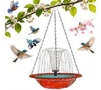 Solar Cascade Hanging Bird Bath Fountain, Outdoor Hanging Bird Bath with Solar Fountain, 2026 New Large Humming Birds Baths Fountains, with Solars Pump & Glass Bowl, for Outdoor, Gardens