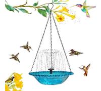 Solar Cascade Hanging Bird Bath Fountain, Outdoor Hanging Bird Bath with Solar Fountain, Large Humming Birds Baths Fountains for Outdoor Gardens (Blue)