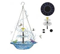 Solar Cascade Hanging Bird Bath Fountain, Outdoor Hanging Bird Bath With Solar Pump And Glass Bowl,Hanging Humming Birdbath,Spring Garden Decor,Attracts Hummingbirds & Wild Birds (c-blue, One Size)