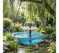 Solar Cascade Hanging Bird Bath Fountain | Solar Fountain for Bird Bath | Outdoor Solars Water Feature Birds Bathing Bowl | Automatic Hanging Birds Bathing Cascade Feeder Bowl for Garden & Yard