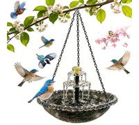 Solar Cascade Hanging Bird Bath Fountain, Solar Powered Birdbath Water Fountain Pumps Dispenser Outdoors Decor, Weatherproof Hanging Water Feature to Attract Wild Birds & Hummingbird