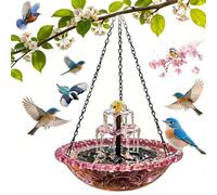 Solar Cascade Hanging Bird Bath Fountain, Solar Powered Birdbath Water Fountain Pumps Dispenser Outdoors Decor, Weatherproof Hanging Water Feature to Attract Wild Birds & Hummingbird