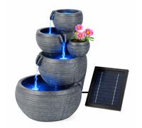 Solar Cascading Fountain Water Feature With Battery Back-Up