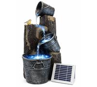 Gardenwize Solar Cascading Woodland Water Feature with Battery Backup & LED Light - Garden Fountain for Patios, Decking & Outdoor Spaces