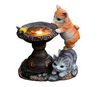 Solar Cat Garden Statue Cat Butterfly Sculpture Outside Solar Lights Art Resin Craft for Home Patio Balcony Yard Lawn Outdoor Ornament Decorations