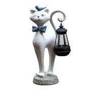 Solar Cat - Outdoor Resin Light Statue, Decorative Garden Cat Lantern | Waterproof Animal Yard Ornament with LED Glow for Course Course of the Through Porch Po
