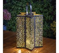 Solar Celeste XL Gold Star LED Metal Hanging Garden Outdoor Table Lantern Light