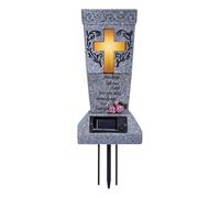 Solar Cemetery Grave - 33cm Resin Memorial Flower Holder | Solar Cemetery Grave Vase With LED | Lighted Remembrance Ornament | Ground Spike Decoration