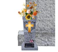 Solar Cemetery Grave Vase with LED and Spikes, Grave Flowers Pots Holder for Fresh/Artificial Flowers, Gravestone Decorations Memorial Present for Loss of Loved