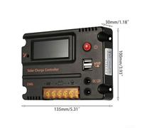 Solar Charge Controller 1224V with 10A/20A Rated Current, USB Output 5V, LCD Display, Temperature Compensation, Overload and Short Circuit Protection (10A)