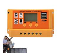 Solar Charge Controller, 30 A Double USB Solar Charging Controller, 12 V, 24 V, Inverter for Mobile Devices, Tablet, PC, Batteries, Motorhomes, Overcharge Protection, Renewable Energy