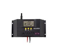 Solar Charge Controller, 30A Solar Charge Controller PWM Controllers LCD Solar 12V 24V Auto PV Panel PV Regulator with 4M Remote Temp Sensor