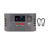 Solar Charge Controller MPPT Tracking Charging 12V 24V Automatic Adaptation LCD Solar Panel Regulator with 2 DC USB for Outdoor RV Solar Power Generation System ABS Aluminum Alloy (50A)
