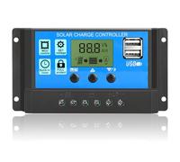 Solar Charge Controller Panel 30A, 12V/24V PWM Auto Parameter Adjustable LCD Display Intelligent Regulator with Dual USB Port Timer Setting ON/Off Hours