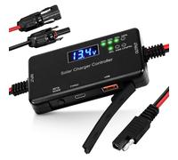 Solar Charge Controller, PWM Solar Panel 12V 20A Type-C and USB Output, LCD Display Charge Controller for Gel AGM Lithium LiFePO4 Batteries