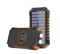 Solar Charger 26800mAh for Outdoor - Wireless Power Bank with LED Flashlight - 3.0A Fast Charging External Battery Bank with USB C for iPhone Android Tablet & Camping Hiking