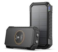 Solar Charger 26800mAh, Hiluckey Wireless Portable Charger Qi Power Bank with 4 Outputs & LED Flashlight, USB C Quick Charge Waterproof Phone Charger for Smartphones, Tablets and Outdoors