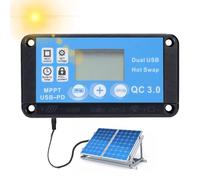 Solar Charger Controller - LCD Display Charge Regulator, 12V 24V Waterproof Inverter, Intelligent Adjustable Parameter Solar Kit, Automatic Battery Management System Set Tool | For Cell Phone