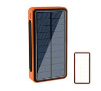 Solar Charger for Cell Phone, 20000mAh Portable Phone Charger, Solar Power Bank with 4 Outputs & 28 LEDs Flashlight, Fast Charging Battery Pack for Smartphones Tablets Outdoors(Orange)