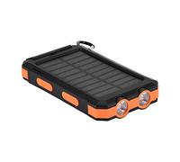 Solar Charger Power Bank, 10,000mAh Portable Wireless Charger with Compass External Need to Assemble by Oneself(Black + Orange)