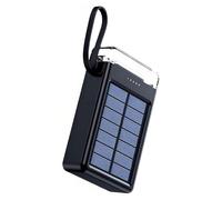 Solar Charger Power Bank 20000 mAh, Portable External Battery Pack with 4 Integrated Cables, Compact Charging Station Compatible with Multiple Devices, Dual LED Flashlights for Camping and Emergency