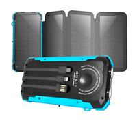 Solar Charger Power Bank, 20000mAh Portable Phone Charger with 1 Type-C & 2 USB-A Ports Built-in Dual LED Flashlight，Compatible with iPhone, Samsung & More, Waterproof Solar Panel for Camping, Hiking