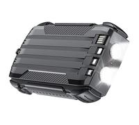 Solar Charger Power Bank 30000 mAh, Quick Charge Portable Battery Pack with Dual LED Flashlight, USB and Type-C Outputs, Backup Power Supply for Camping and Hiking, Black