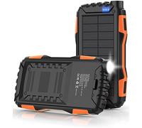 Solar Charger, Power Bank, 42800mAh Portable Charger Power Bank External Battery Pack 5V3.1A Qc 3.0 Fast Charger Built-in Super Bright Flashlight (Orange)