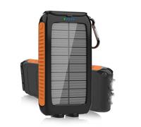 Solar Charger Power Bank, 49800mAh Portable Phone Charger with Type-C & Dual USB-A Ports, Dual LED Flashlight, 15W Fast Charging, Waterproof Solar Panel