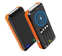 Solar Charger Power Bank 49800mAh, Portable Phone Charging Built-in 4 Cables 22.5W & PD20W Fast Charging for Cell Phones, Type-C input/Output Port Solar Panel Charger with Dual Flashlights&Compass
