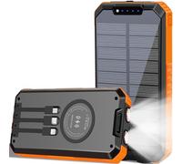 Solar Charger Power Bank 49800mAh Wireless Battery Pack PD18W QC3.0 Fast Charging Built in 3 Cables with USB-C 6 Outputs & 2 Inputs for Cell Phone