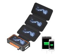 Solar Charger, Power Bank, Phone Battery, Foldable Panel Design, Built-In Flashlight and SOS Alarm, for Outdoor Travel, Crisis Use, Hiking, Camping, Men, Women, Youth