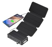 Solar Charger, Power Bank, Phone Battery, Foldable Panel Design, Built-In Flashlight and SOS Alarm, for Outdoor Travel, Crisis Use, Hiking, Camping, Men, Women, Youth