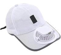 Solar Charging Baseball Cap, Solar Fan Cap, UV-Proof and Breathable Fan Baseball Cap, Perfect for Outdoor Activities White
