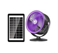 Solar Charging Portable Fan with LED Light and Hook - Rechargeable for Battery Operated Camping Essentials for Outdoor Travel Fishing(Gray)
