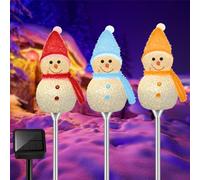Solar Christmas Lights Outdoor 3 Pack Solar Powered Snowman LED Lights Christmas Decoration Solar Garden Lights Solar Snowman Light Pathway Lighting For Yard Patio Garden Decoration Xmas Ornament
